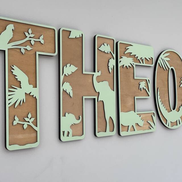 Jungle Nursery Name Sign Xl - Safari Theme Decor - image 1