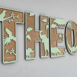Jungle Nursery Name Sign Xl - Safari Theme Decor - thumbnail 1