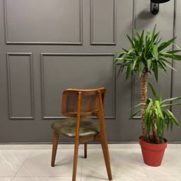 Rattan Back Dining Chair - Hornbeam Wood, Vegan Leather Seat - thumbnail 3