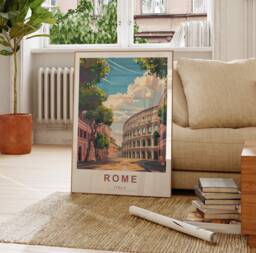 Rome Travel Poster - Roman Colosseum Print Italy A5, A4, A3, A2 - thumbnail 1