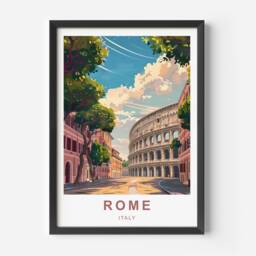 Rome Travel Poster - Roman Colosseum Print Italy A5, A4, A3, A2 - thumbnail 2