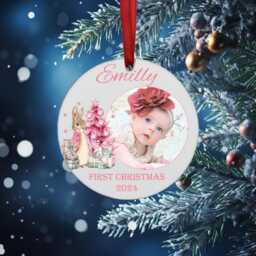 Personalised Baby First Christmas Tree Bauble Ornament Decoration Photo Rabit Boy Girl Festive Hanging Acrylic 1st Gift - thumbnail 3