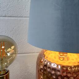 70cm Tall Light Dusky Blue Cone Lampshade in Velvet - thumbnail 2