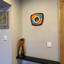 Handmade 1970S Style Wall Clock Orange & Turquoise Dot Design - thumbnail 4
