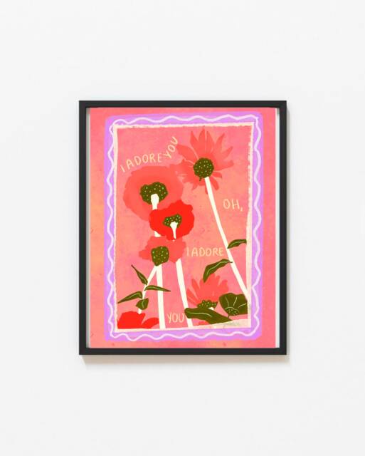 I Adore You Pink Lyrics Print - Illustrated Music Art