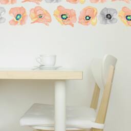 Poppy Wall Decals 6-Set Peach Sorbet, Hand-Painted For Walls, Tiles & Furniture, Floral By Easysweethome - thumbnail 2