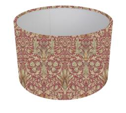 William Morris Snakeshead Soft Red Cylinder/Drum Lampshades Pendant Shade Table, Colourful Home Decor, Handmade in Uk, Custom - thumbnail 1