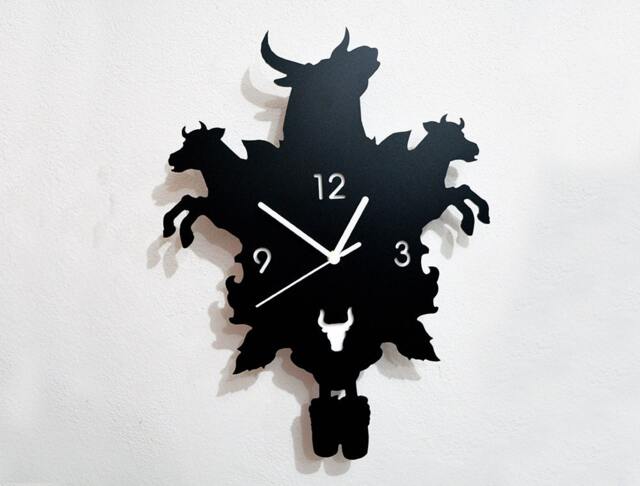 Bulls & Cows Modern Cuckoo Silhouette Wall Clock - image 1