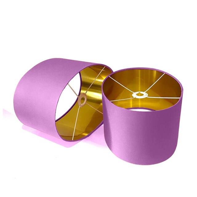 New Luxury High Quality Handmade Lotus Purple 24 Fabric Lamp Shade Oval Shape Oval Metallic Lining - image 1