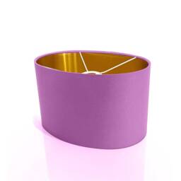 New Luxury High Quality Handmade Lotus Purple 24 Fabric Lamp Shade Oval Shape Oval Metallic Lining - thumbnail 2
