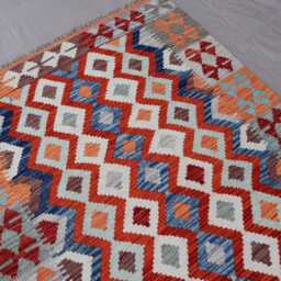 3'3x8'6 Ft Runner Rug, Flatweave Kilim Geometric Patterns Rug, Afghan Handmade Wool Wide Hallway Runner, Kitchen Rug - thumbnail 3