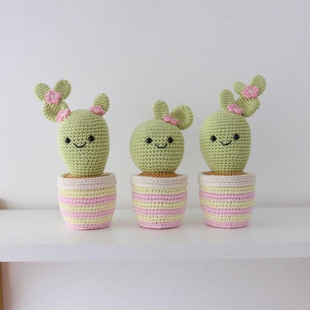 Crochet Cactus Plant Kawaii Stuffed Toy, Nursery Decor - image 1
