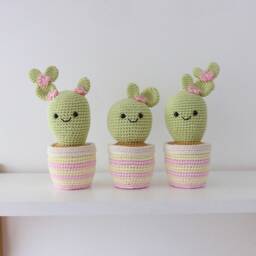 Crochet Cactus Plant Kawaii Stuffed Toy, Nursery Decor - thumbnail 1