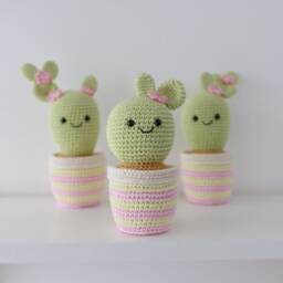 Crochet Cactus Plant Kawaii Stuffed Toy, Nursery Decor - thumbnail 3