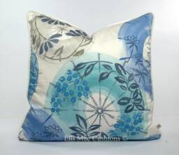 Villa Nova Kabuki Luxury Designer Blue Oriental Fabric Cushion Pillow Cover - thumbnail 1