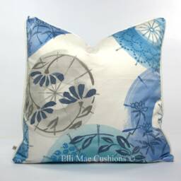 Villa Nova Kabuki Luxury Designer Blue Oriental Fabric Cushion Pillow Cover - thumbnail 2
