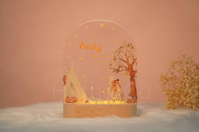 Personalized Baby Night Light Animal Decor, Custom Name Lamp - image 1