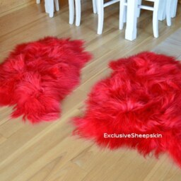 Red Icelandic Dyed Genuine Sheepskin Lambskin Sheep Skin Rug Pelt Long Wool Soft Throw, Schaffell, Hygge - thumbnail 2