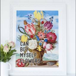 Vintage Vase Flowers Art Print Song Lyrics Kitchen Decor - thumbnail 2