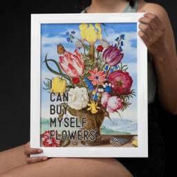 Vintage Vase Flowers Art Print Song Lyrics Kitchen Decor - thumbnail 3