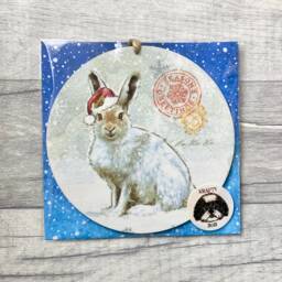 Christmas Hare Decoration, Winter Rabbit Ornament, Woodland Animal Wall Decor, Festive Bunny Gifts - thumbnail 2