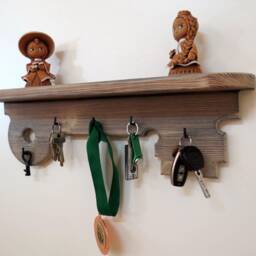 Wooden Wall Rack Distressed Wood Shelf Wood Key Holder Small Rustic Floating Key Hanger Farmhouse Medal Old - thumbnail 2