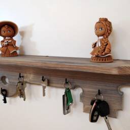 Wooden Wall Rack Distressed Wood Shelf Wood Key Holder Small Rustic Floating Key Hanger Farmhouse Medal Old - thumbnail 3