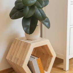Hexagonal Planter For Flowers, Wooden Pot in Hexagonal Shape, Bohemian Living Room Decoration - thumbnail 2