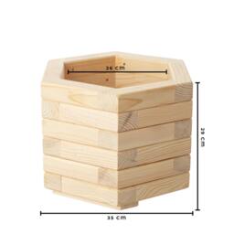 Hexagonal Planter For Flowers, Wooden Pot in Hexagonal Shape, Bohemian Living Room Decoration - thumbnail 3