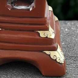 Large Red Pagoda Statue Concrete Lantern Sculpture Cement Ornament Front Door Decoration Handmade Zen Garden Art - thumbnail 2