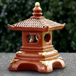 Large Red Pagoda Statue Concrete Lantern Sculpture Cement Ornament Front Door Decoration Handmade Zen Garden Art