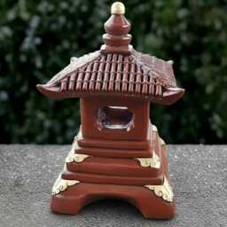 Large Red Pagoda Statue Concrete Lantern Sculpture Cement Ornament Front Door Decoration Handmade Zen Garden Art - thumbnail 3