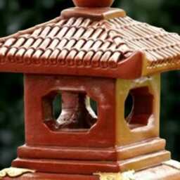 Large Red Pagoda Statue Concrete Lantern Sculpture Cement Ornament Front Door Decoration Handmade Zen Garden Art - thumbnail 4