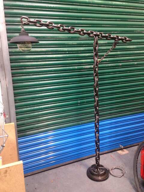 Hand Made Lifting Chain Lamp Industrial Heavy Duty Steam Punk Welding Art - image 1