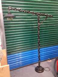 Hand Made Lifting Chain Lamp Industrial Heavy Duty Steam Punk Welding Art - thumbnail 1