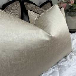 Satin Taupe Piped Cushion Cover Luxury Pillow Case With Bronze Piping Living Room Or Bedroom Decor - Interior Designer Style , All Sizes - thumbnail 3