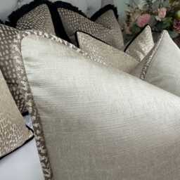 Satin Taupe Piped Cushion Cover Luxury Pillow Case With Bronze Piping Living Room Or Bedroom Decor - Interior Designer Style , All Sizes - thumbnail 4
