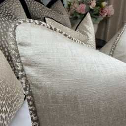 Satin Taupe Piped Cushion Cover Luxury Pillow Case With Bronze Piping Living Room Or Bedroom Decor - Interior Designer Style , All Sizes - thumbnail 2