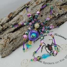 Secret Santa Gift Beach House Mermaid Fish Scales Fairy Tail Beaded Christmas Spider Ornament With German Tinsel Legend, Hand Sculpted - thumbnail 3