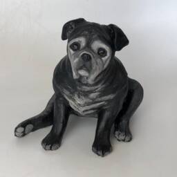 Custom Pug Portrait Urn Clay Pet Memorial Sculpture - thumbnail 3