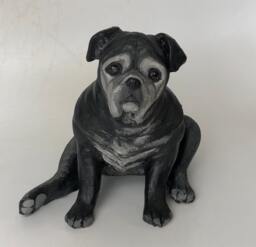 Custom Pug Portrait Urn Clay Pet Memorial Sculpture - thumbnail 1