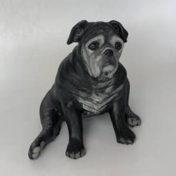 Custom Pug Portrait Urn Clay Pet Memorial Sculpture - thumbnail 2