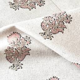 1481. Margaret Neg, Paisley Pink Block Print - Linen/Cotton Cushion Cover - thumbnail 3
