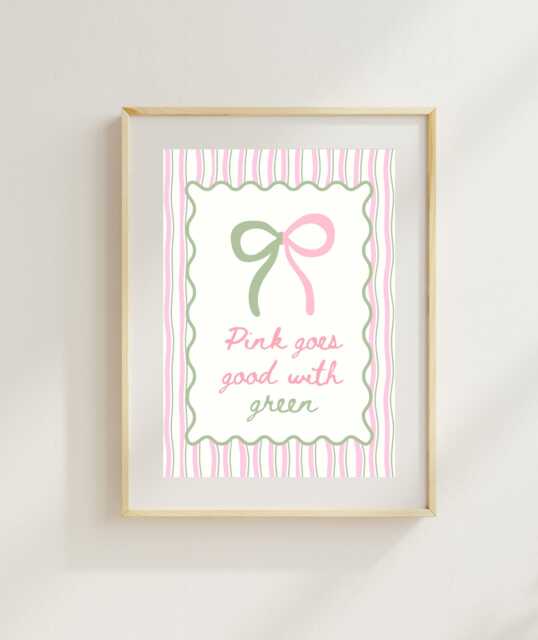 Pink Goes Good With Green Art Print - Girly Poster - image 1