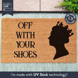 Off With Your Shoes - Queen Doormat Queens Jubilee Custom Coir Elizabeth Welcome Home Decor Housewarming Gift - thumbnail 2