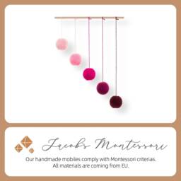 Pink Gobbi Mobile, Montessori Baby Toy, Nursery Decor - thumbnail 2