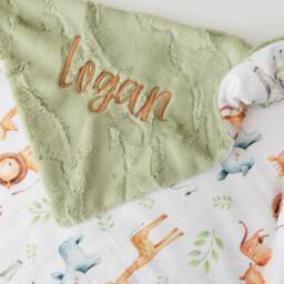 Safari Animals Personalized Baby Blanket, Minky Blanket With Name, Monogram Gender Neutral Gift - thumbnail 2