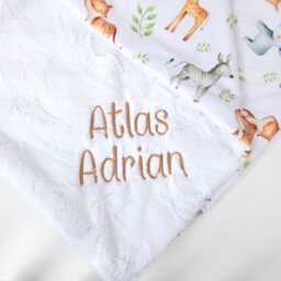 Safari Animals Personalized Baby Blanket, Minky Blanket With Name, Monogram Gender Neutral Gift - thumbnail 3