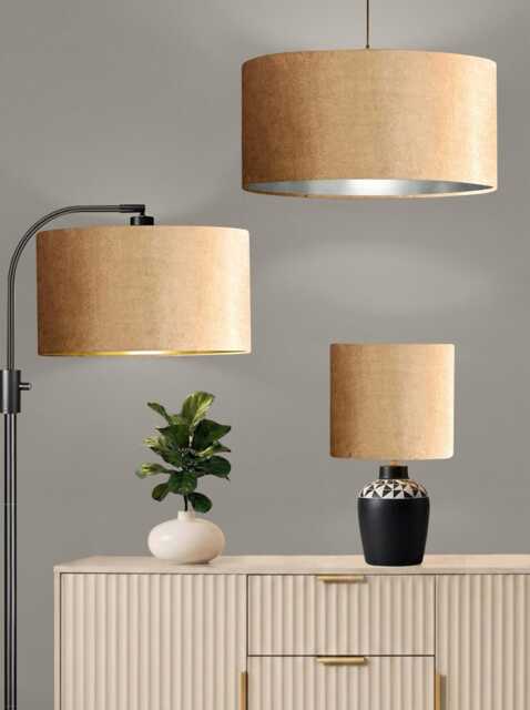 New Luxury Premium Quality Glamour Pumice Neutral Velvet Fabric With Brushed Silver Lining Lamp Shade Pendant Light in Multi Sizes - image 1