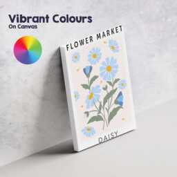 Scandinavian Blue Daisy Flower Market Botanical Poster Canvas Wall Art Print Decor Picture Ready To Hang - thumbnail 4